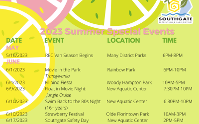 Summer Special Events Calendar